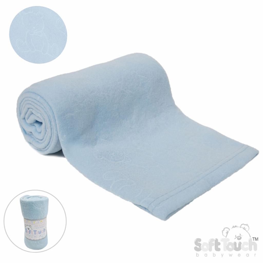 Soft Touch  5023797300356 STFBP05-B Blue Embossed Fleece Baby Wrap (Bulk Pack):
