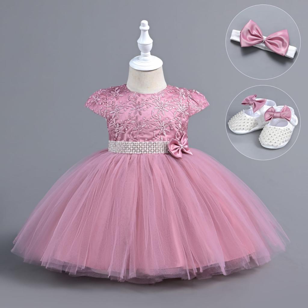 Ammarah Collection China * AC005 Pink Party Dress with shoes (6-24 months)