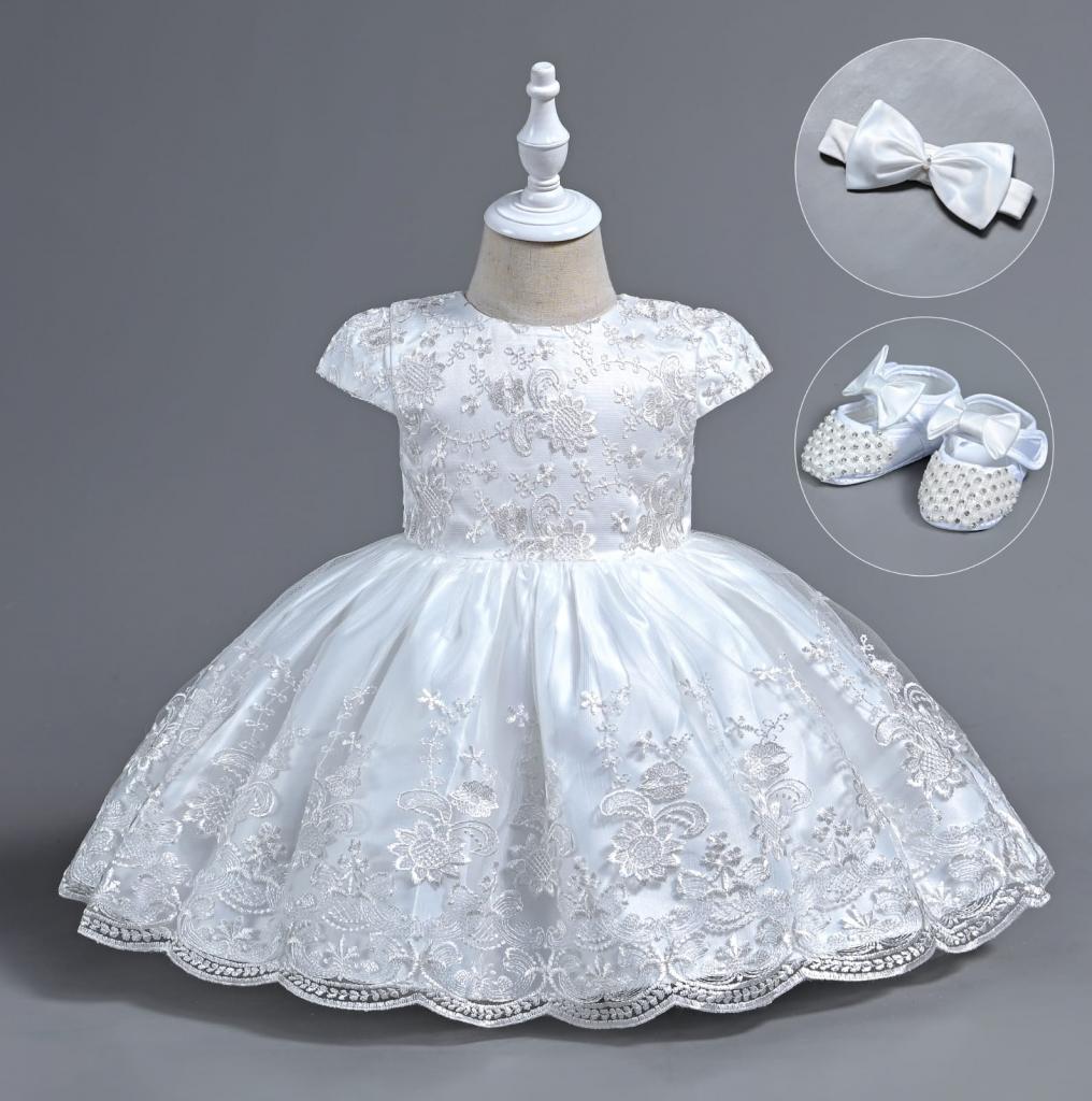 Ammarah Collection JK006 * AC006W White Party Dress with shoes (6-24 months)