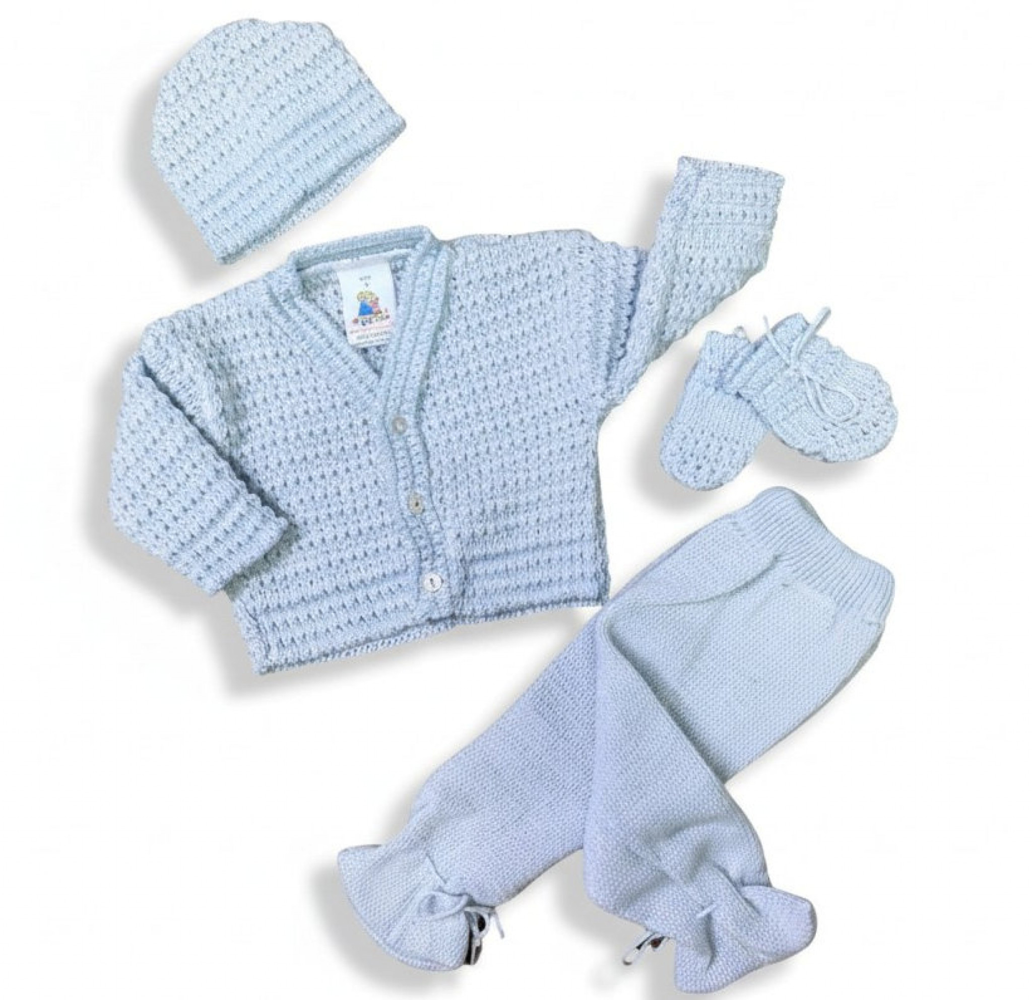 Angel Kids 1037 5038579010378 AK1037-S Sky Blue Boxed Knitted Set (0-6 months)