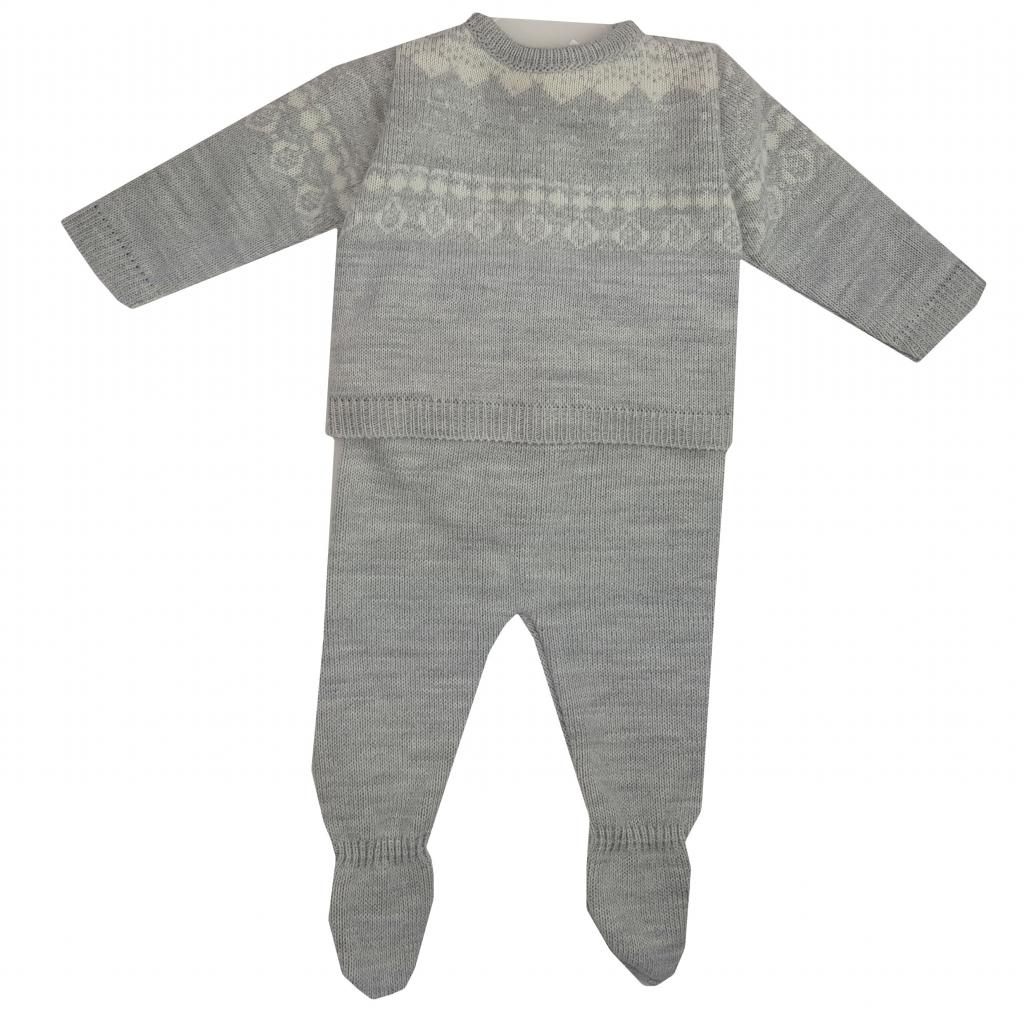 Angel Kids 1349 50385790123522 AK1352 Knitted Bow Two Piece Set (0-6 months)