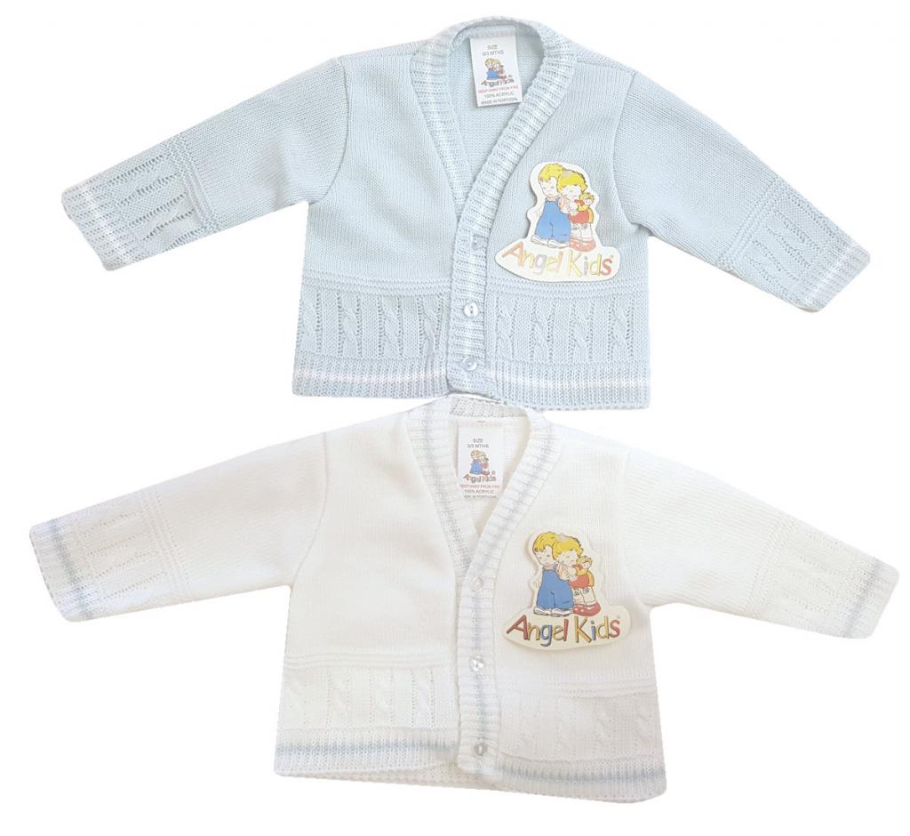 Angel Kids 1357  AK1357 V-Neck "Cable" Cardigan (0-9 months)