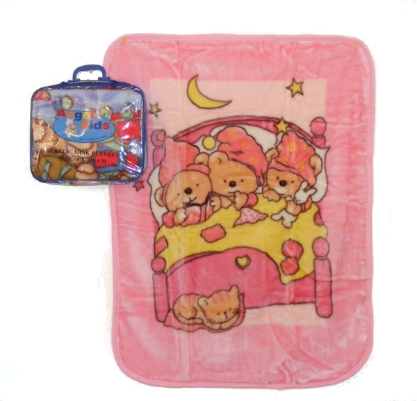 Angel Kids  5038579062001 AK6200 Pink "Bear" Blanket