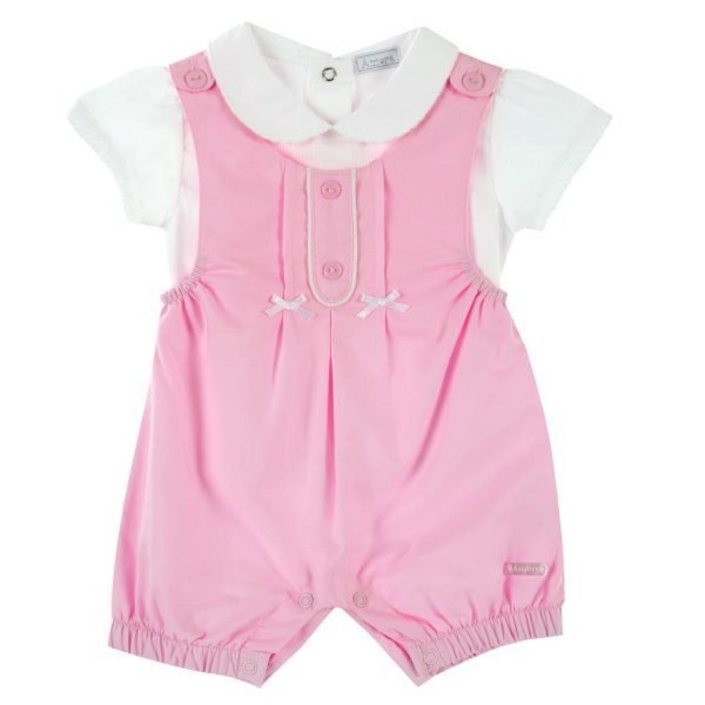 Amore By Kris X Kids 4002A  AM4002A "Bows and Pleats" Dungaree Set (0-9 Months)