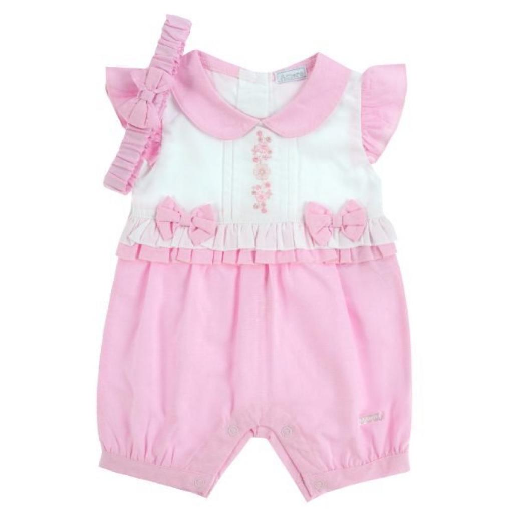 Amore By Kris X Kids 4014A  AM4014A "Bow and Flowers" Romper Set (0-9 Months)