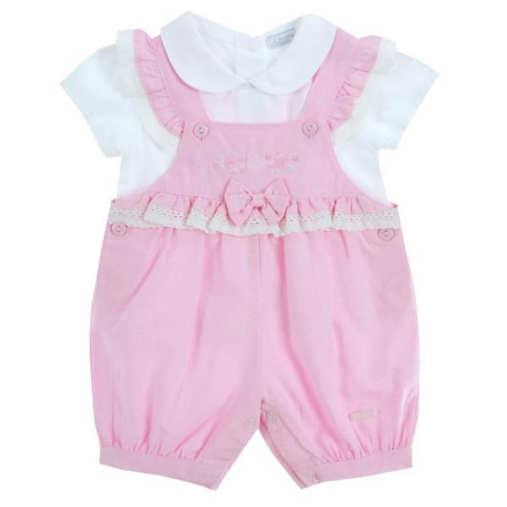 Amore By Kris X Kids 4015B  AM4015B "Bow and Flowers" Dungaress Set (9-24 Months)