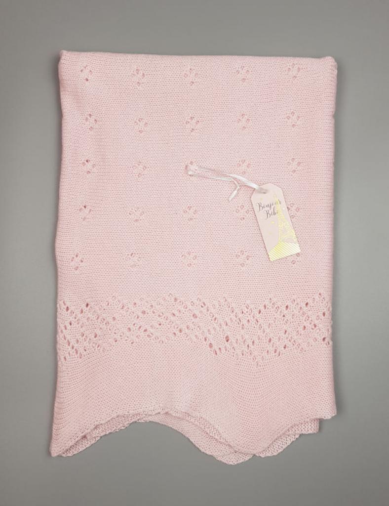 Bonjour Bebe V21656 5056448221908 BB21656 Pink Pointelle Knit Shawl
