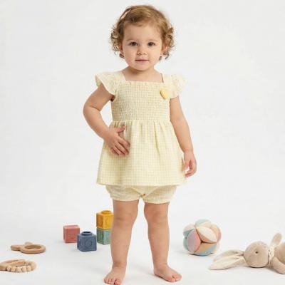 BB2569Y  Shirred Gingham Set  (9-24 months)