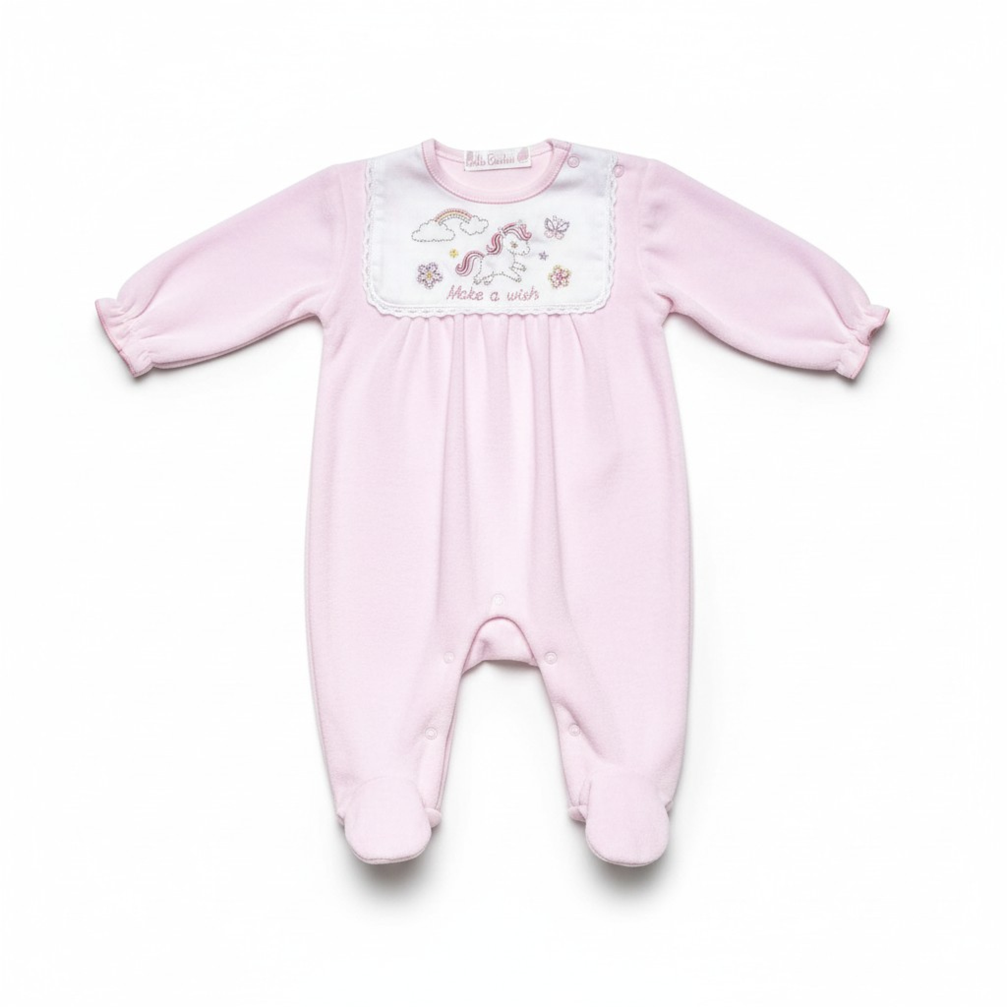 Bella Bambino  505523186769 BB8827P Velour with Unicorn Bib (0-9 months)