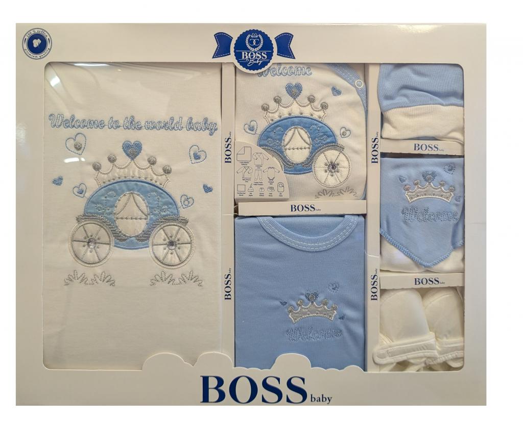 BOSSBaby   BBCC704WS  10 Piece boxed  Gift Set "Carriage" White &Sky