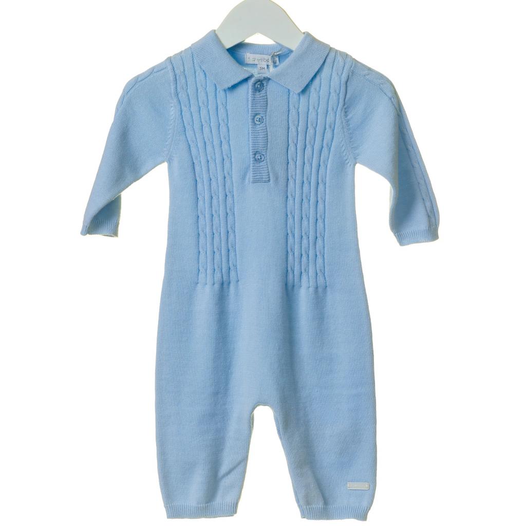 Bonjour Bebe   BBT0106A Sky Knitted "Cable" Romper (9-12 months)