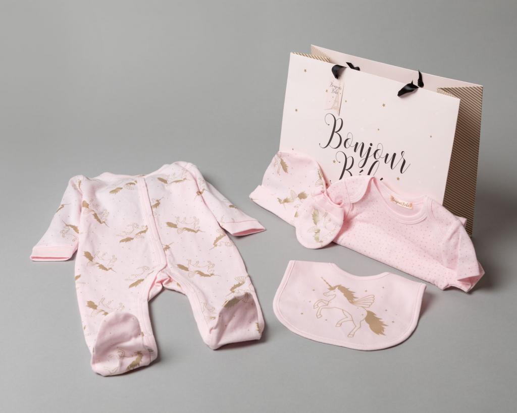 Bonjour Bebe T20768 5056448203225 BBT20768 Lurex unicorn layette set ( Newborn - 6 months)