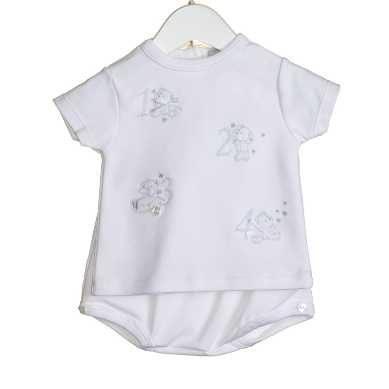 Bonjour Bebe VV0205 3393044345860 BBV0205 "123" Top and bloomer Set ( Nb - 3 months)