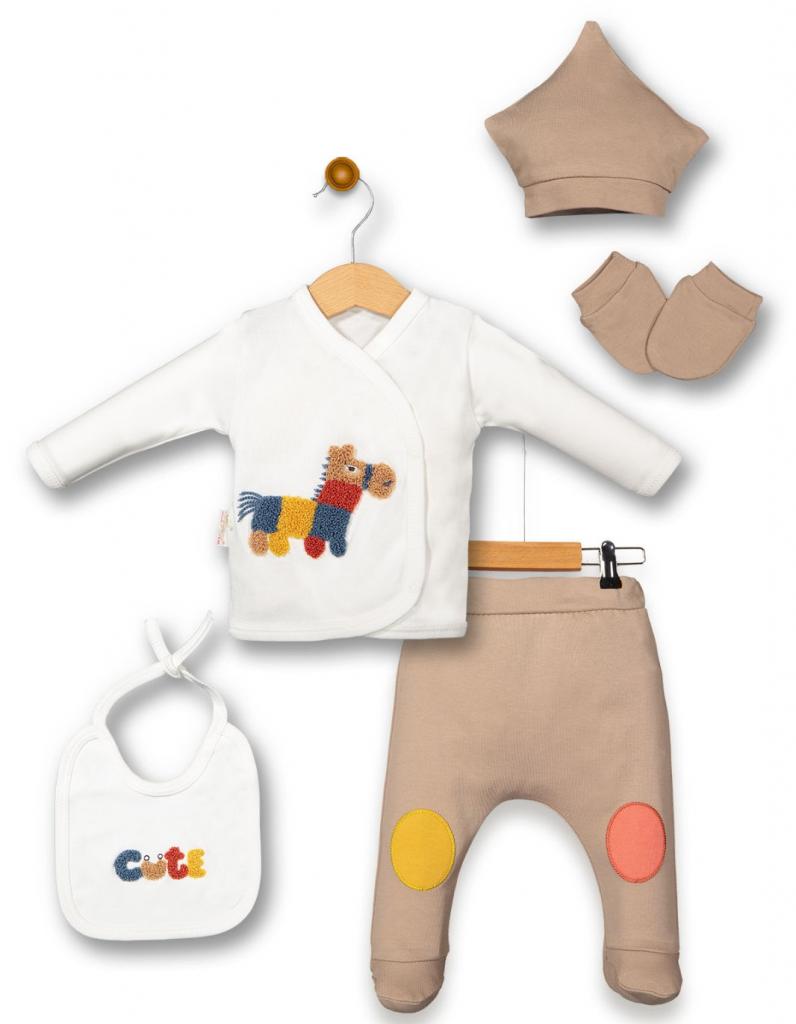 Beyaz Baby Collection 6118 8678678661186 BE6118-BE Beige Horse five piece set (0-6 months)