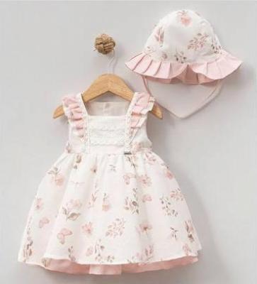 BJ2201-P  Pink Botanical dress set (3-24 months)