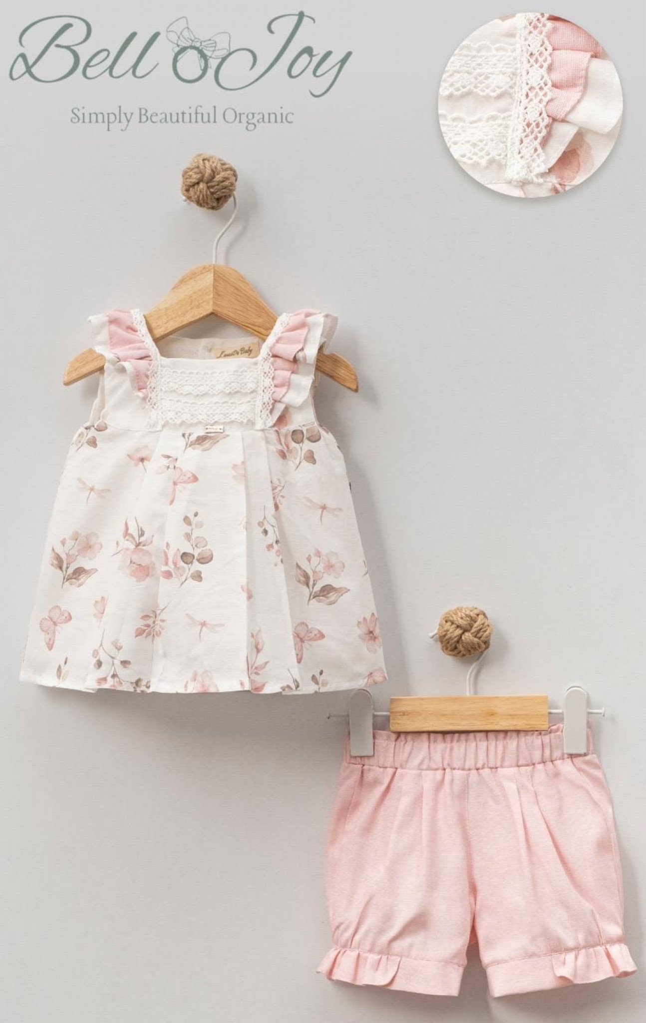 Bello Joy   BJ2202-P Pink Botanical Shorts  set(3-24 months)