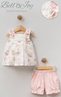 BJ2202-P  Pink Botanical Shorts  set (3-24 months)
