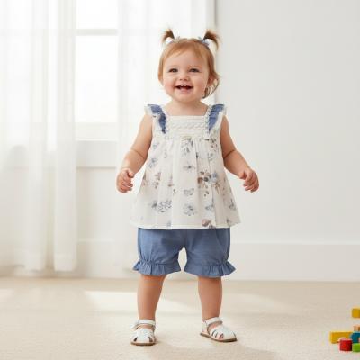 BJ2202B Blue Botanical Shorts Set (3-24 months)