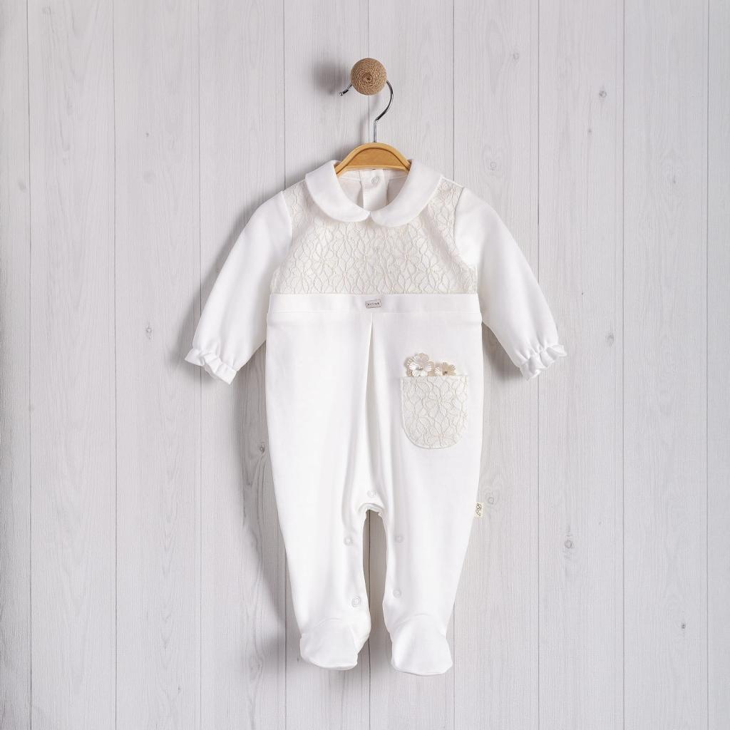 Bello Joy  1020018032595 BJ3259W Organic White Lace pocket all in one (0-9 months)