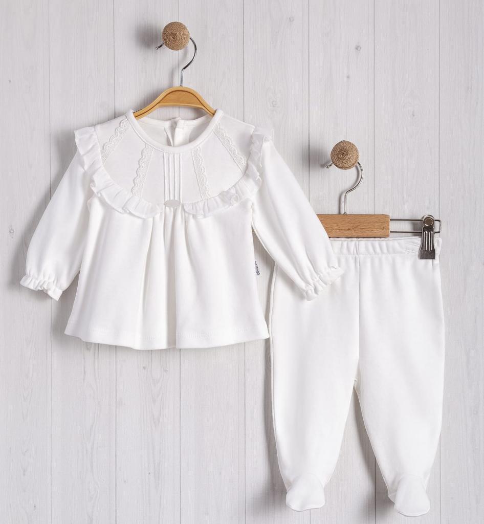 Bello Joy  1020018032631 BJ3263-W Lace and Heart Two Piece (0-6 months)