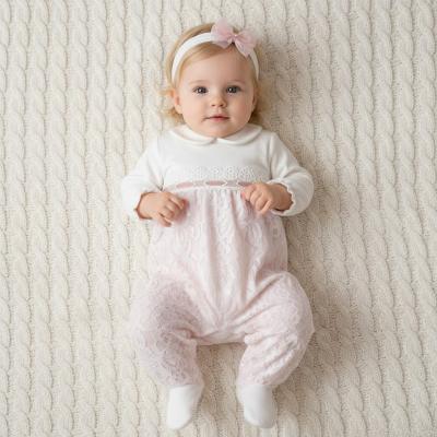 BJ3281P  Pink "Lace" All In One  (0-9m)