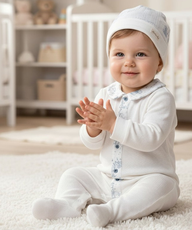 Bello Joy  * BJ3289W White "Lace and Bow" Textured All In One (0-9m)