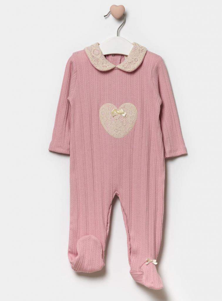 Bupper Kids 24120PEMBRE * BK24120-P Pink Lace Heart All In one (3 -9 months)