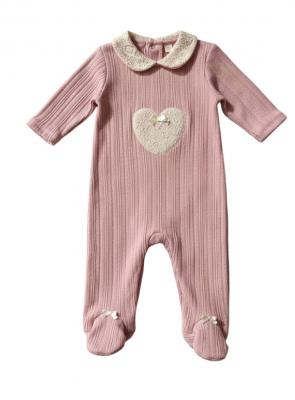 Bupper Kids 24120PEMBRE * BK24120DP Pink Lace Heart All In One (3 -9 months)