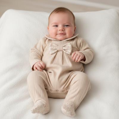 BK24134B  Ecru Floral detail All In one  (3 -9 months)