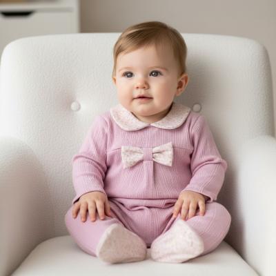 BK24134P  Pink Floral detail All In one  (3 -9 months)