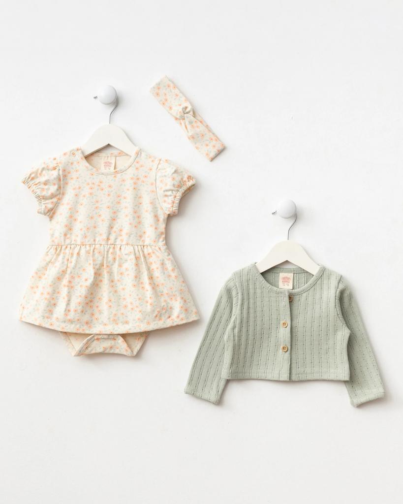 Bupper Kids  3637454134646 BK25519G Floral Bodysuit and cardigan(6-18 months)