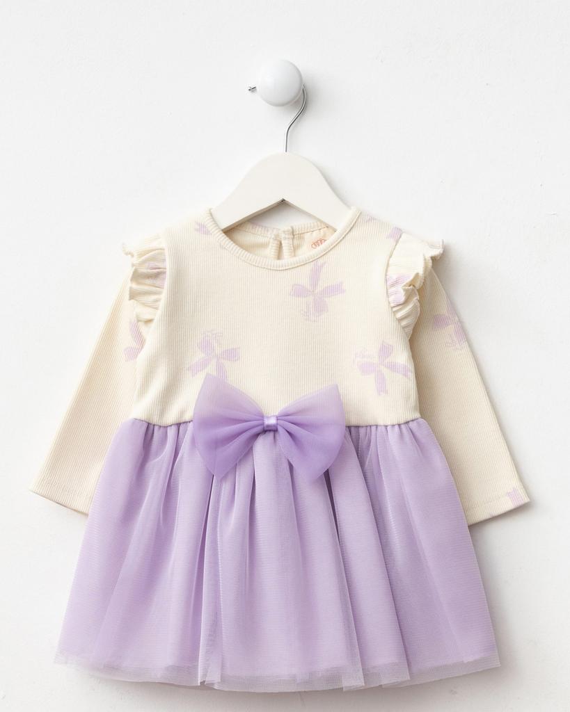 Bupper Kids 25524 3637454138651 BK25502-L Lilac bow dress  ( 9-36months)