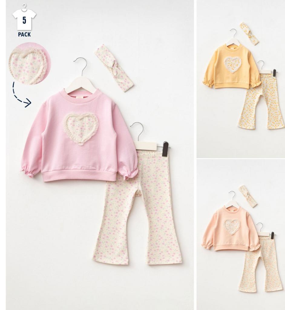 Bupper Kids 225506 3637454139481 BK25506-y Yellow Heart Two Piece Set (9-36 months)