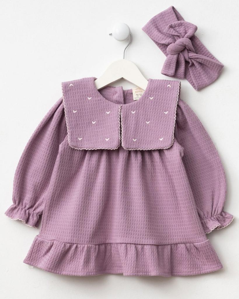 Bupper Kids 25524 * BK25524-L Purple Heart embossed dress set ( 6-24 months)