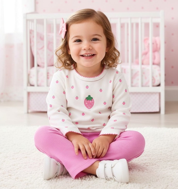 Bupper Kids   BK26200P Strawberry Top & Bottoms (9-24 months)