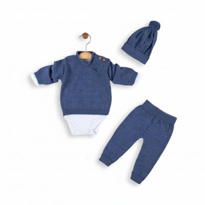 Babymy 4030 * BM4030SB Steel Blue Knitted Knitted 4 Piece Set (3-12m)
