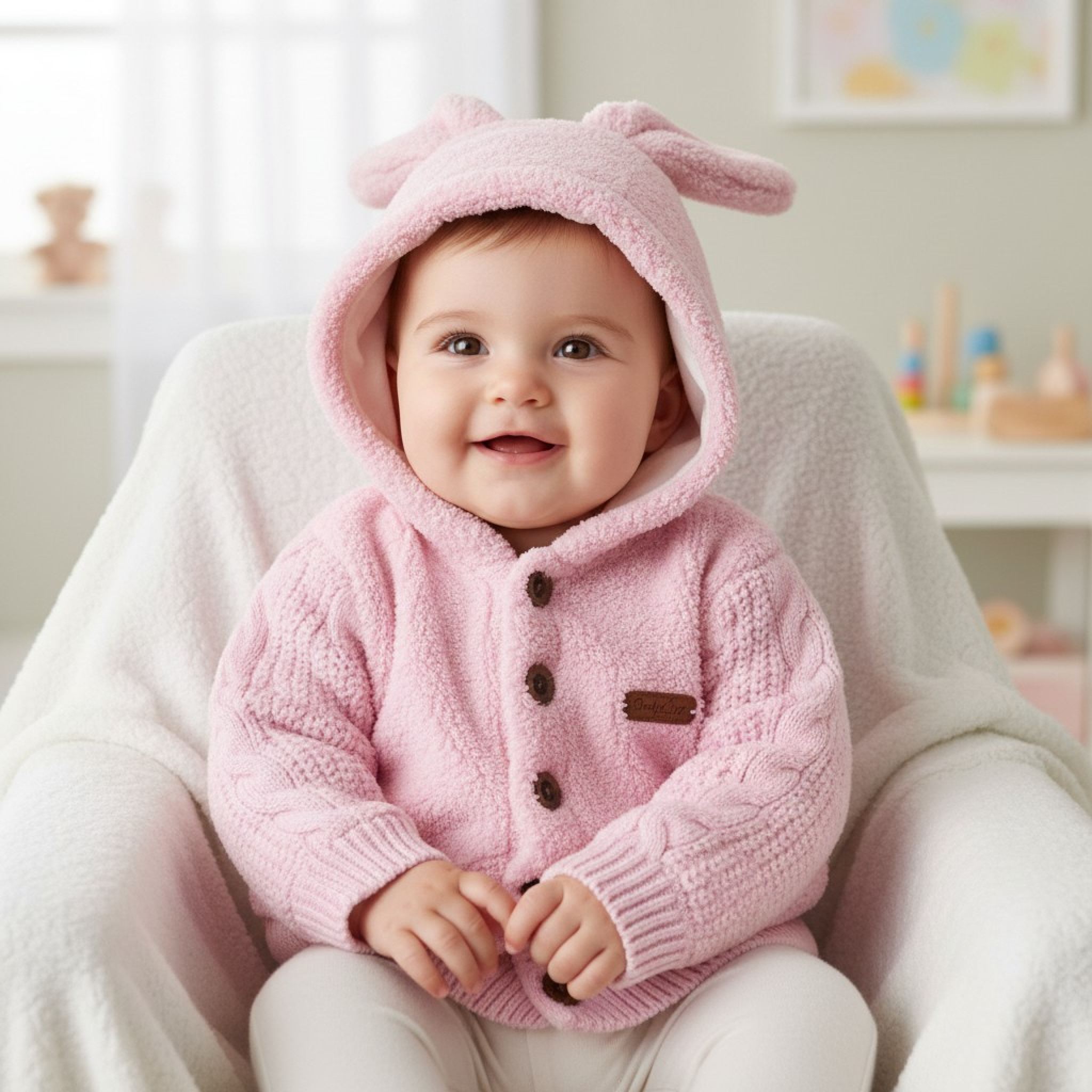 Babymy  * BM4060-Pink Sherpa Jacket ( 3-6 months)