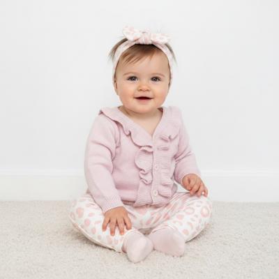 BM4132P  Leopard Knit set and headband ( 6-36 months)