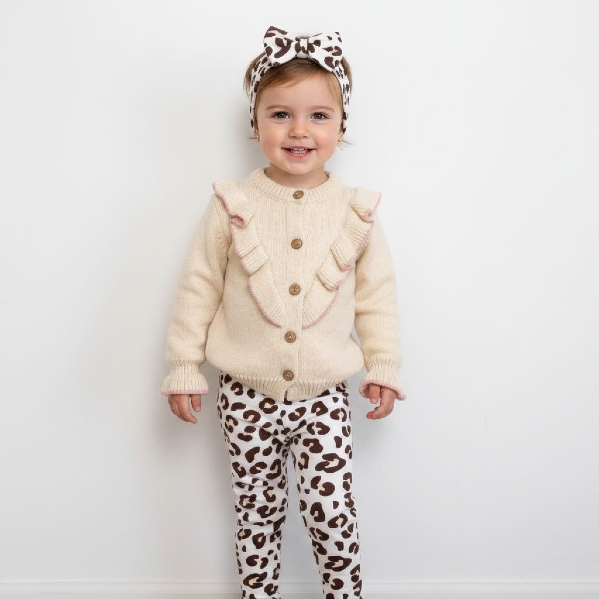 Babymy  * BM4134BIS Leopard Knit set and headband 6-36 months)