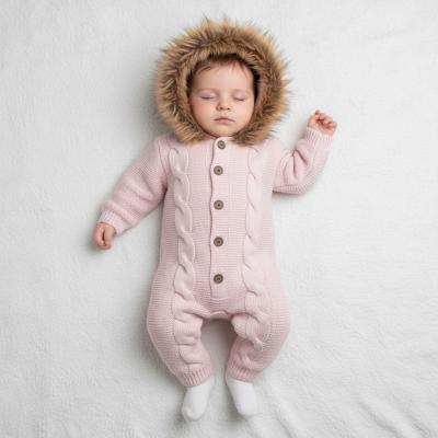 BM4162P  Fluffy collar knitted pram suit  ( 3-12 month)
