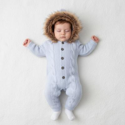 BM4162S  Fluffy collar knitted pram suit  ( 3-12 month)