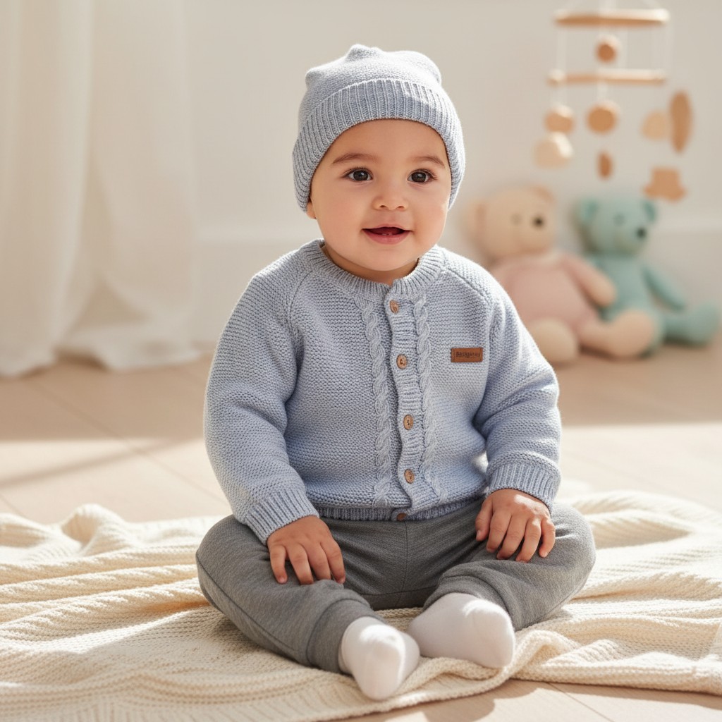 Babymy   BM4166B Vest, cardgian , trousers & Hat  ( 0-12 month)