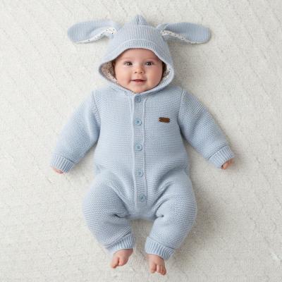 BM4175-S  Bunny ears  sherpa lined pram suit  ( 3-12 month)