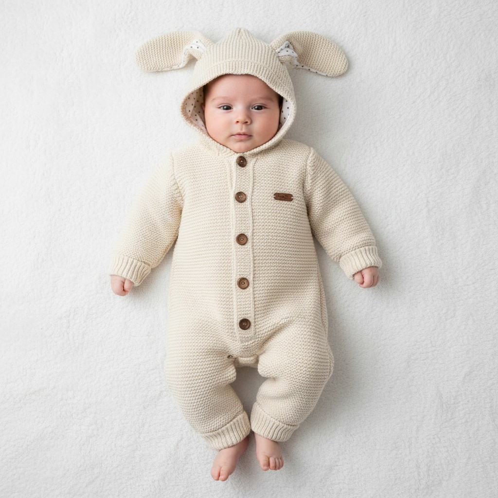 Babymy   BM4175C Bunny ears  pram suit ( 3-12 month)