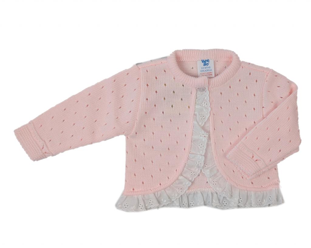 Bee Bo MC8051 All sizes = 5029711150687 BO8051 Broderie Lace Trim Cardigan (0-9 months)