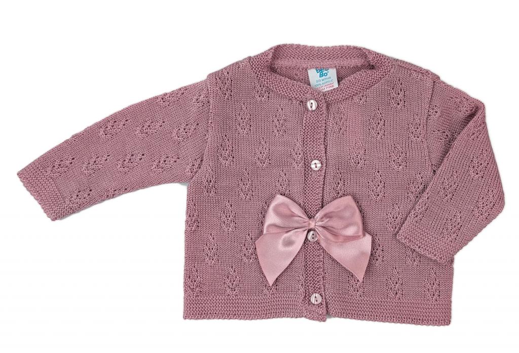 Bee Bo MC8067 All sizes =5029711150694 BO8067 Perle Knit Bow Cardigan (0-9 months)