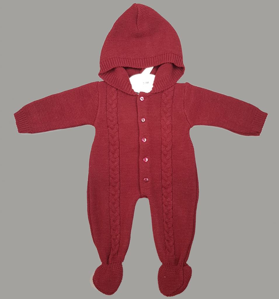 Bee Bo MC857 5029711145768 BO837-Wi Wine Cable Knit Hooded All In One (0-9 months)