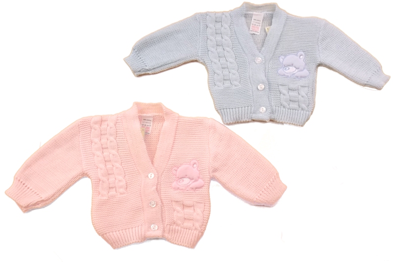 Angel Kids  5038579012648 AK1264p Pink "Teddy" Cardigan (6-9 months ONLY) SINGLE