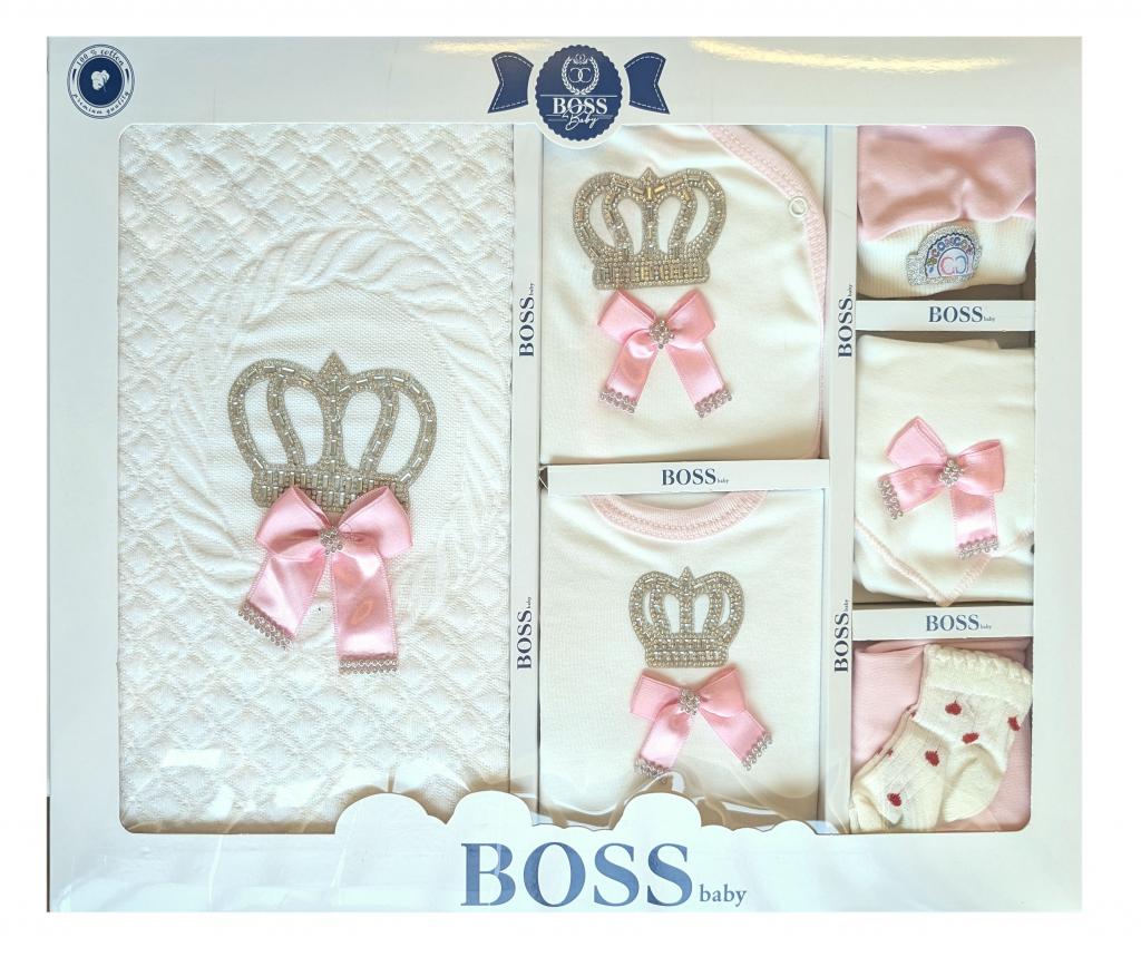 BOSSBaby   BOCC557-WP 10 Piece boxed  Gift Set "Sparkle Crown" Ivory/Pink