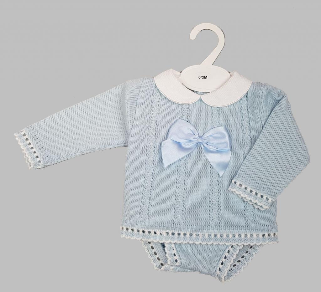 Bee Bo MC125 5029711145829 BOMC027A-S Sky "Bow" knit Two piece(0-9 months)